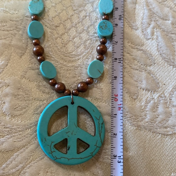 Pamela Reece Original Faux peace Turquoise/dark copper necklace & earring set - Picture 5 of 6